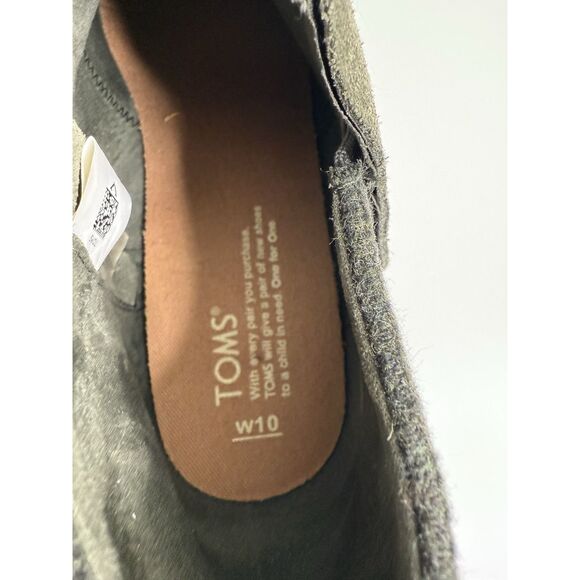 Toms Suede Ankle Booties Side Zip Women's Size 10 Olive Green Shoes Flat - Picture 6 of 9